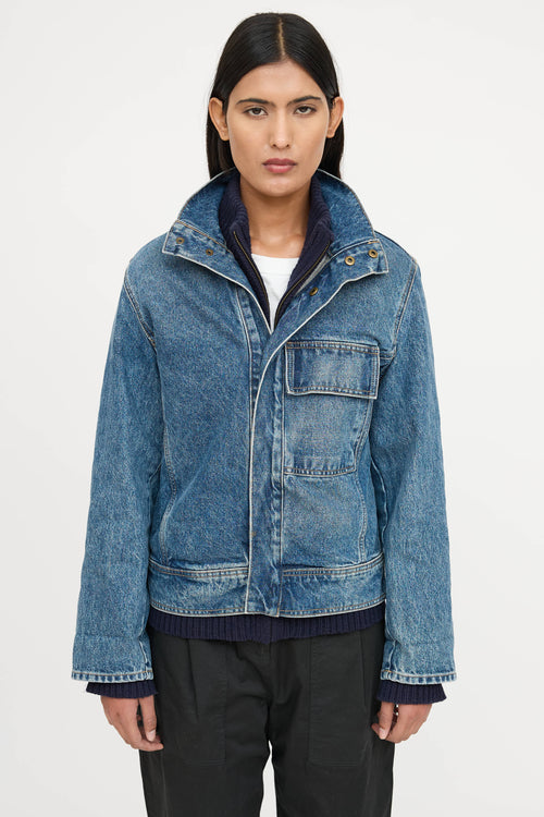 Nili Lotan Stand Collar Denim Jacket