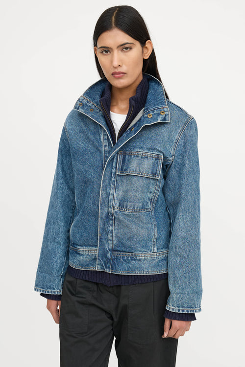 Nili Lotan Stand Collar Denim Jacket