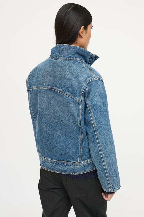Nili Lotan Stand Collar Denim Jacket