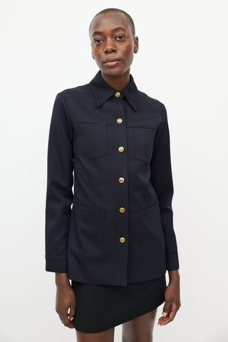 Nili Lotan Navy & Gold Buttoned Jacket