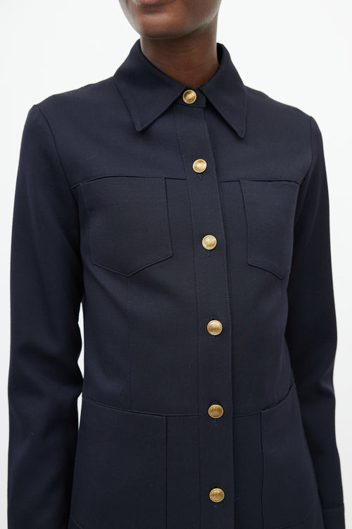 Nili Lotan Navy & Gold Buttoned Jacket