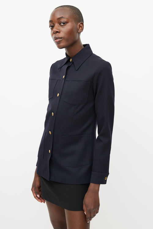 Nili Lotan Navy & Gold Buttoned Jacket