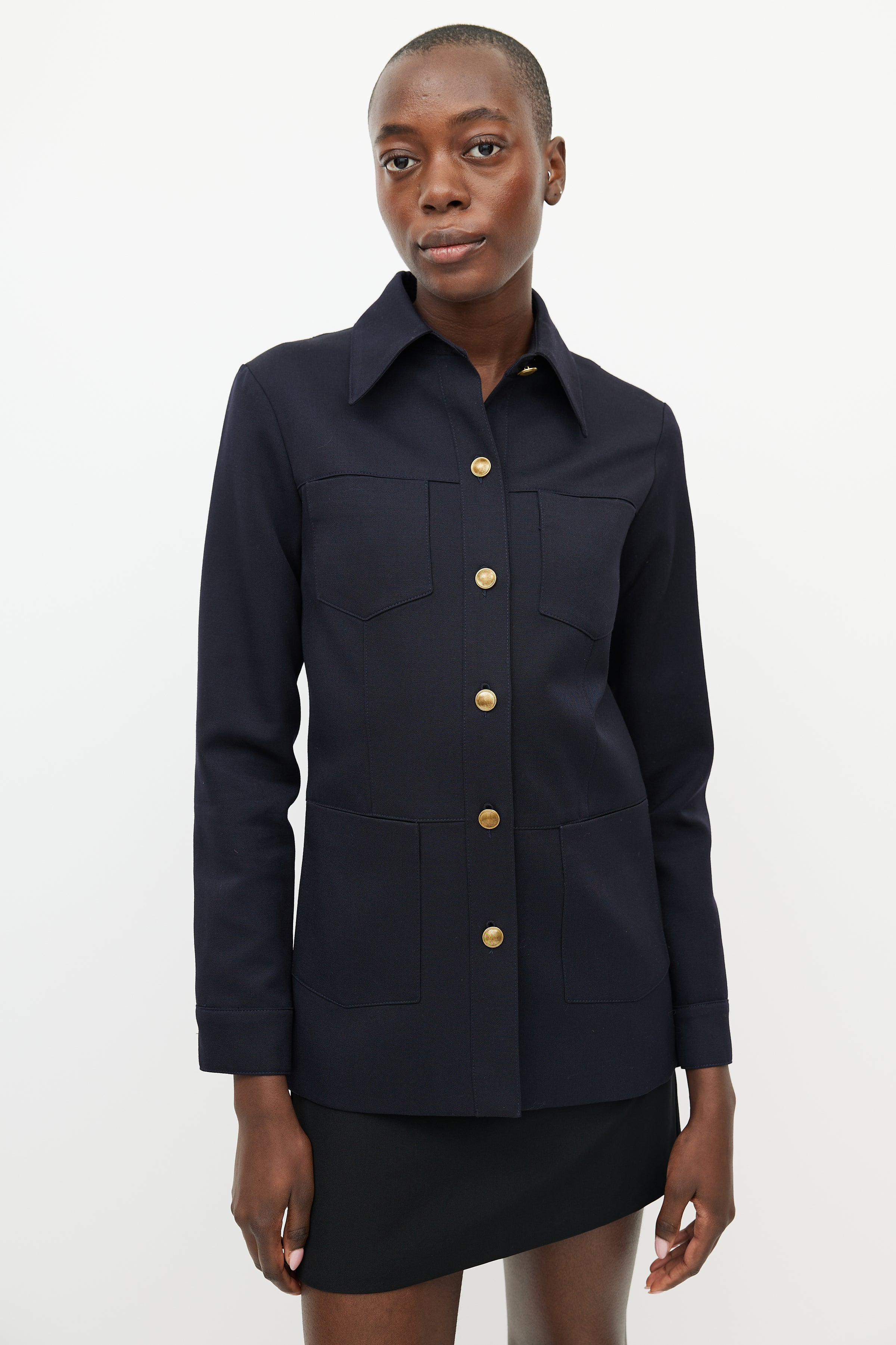 Nili Lotan // Navy & Gold Buttoned Jacket – VSP Consignment