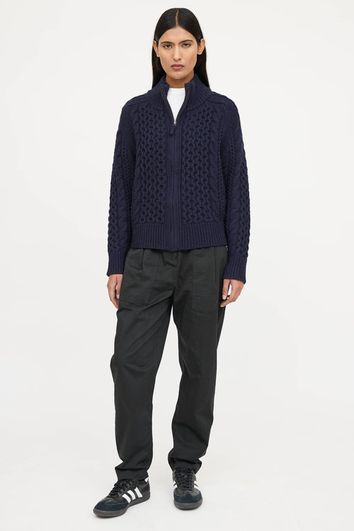 Nili Lotan Cable Knit Zip Sweater