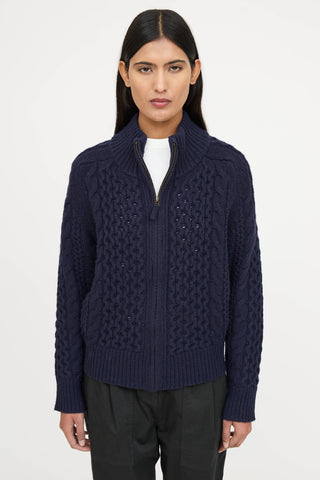 Nili Lotan Cable Knit Zip Sweater
