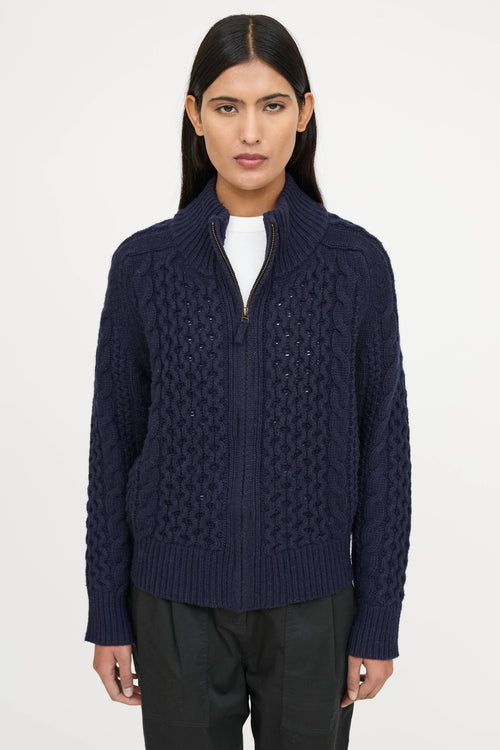 Nili Lotan Cable Knit Zip Sweater