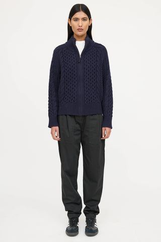 Nili Lotan Cable Knit Zip Sweater