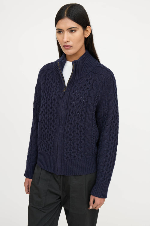 Nili Lotan Cable Knit Zip Sweater