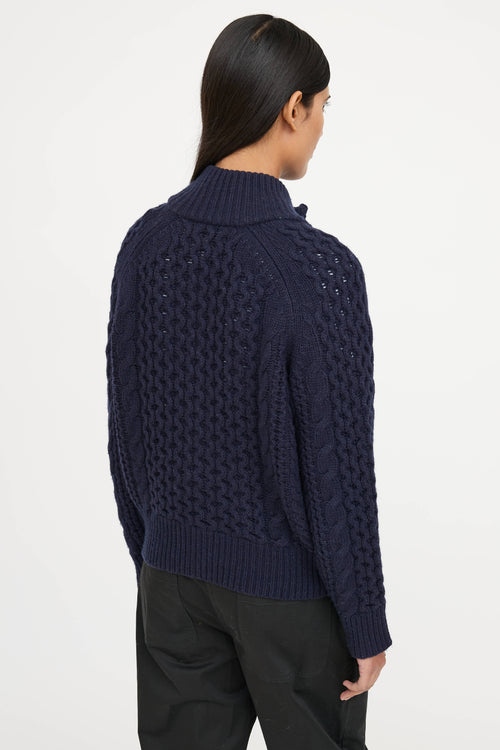 Nili Lotan Cable Knit Zip Sweater