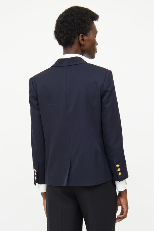 Nili Lotan Navy Wool Button Blazer