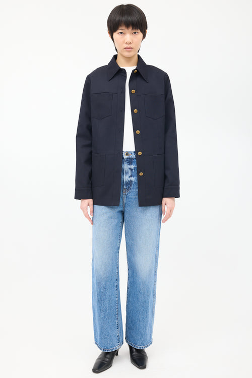 Nili Lotan Navy Wool Four Pocket Jacket