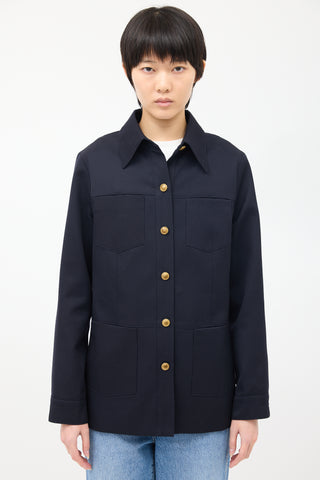 Nili Lotan Navy Wool Four Pocket Jacket