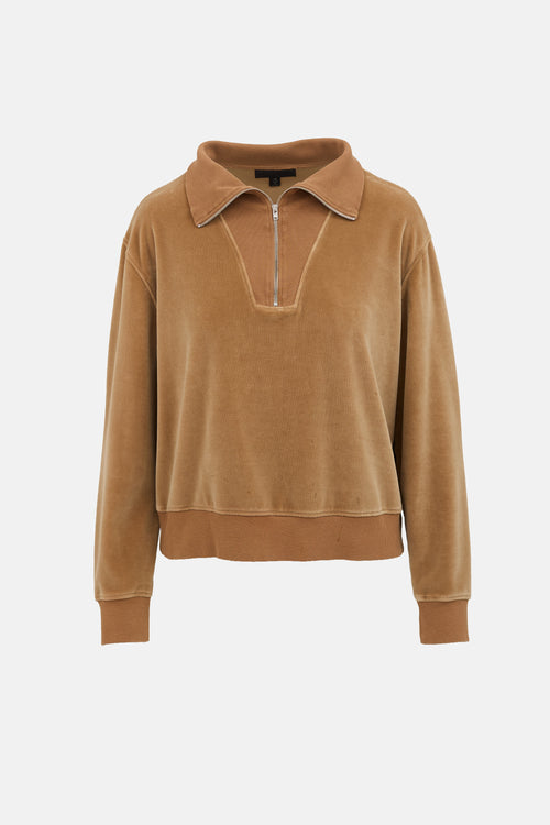 Nili Lotan Velour Half Zip Top