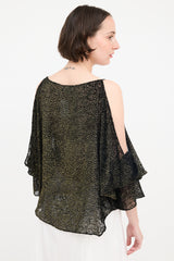 Nili Lotan Burnout Velvet Cold Shoulder Blouse