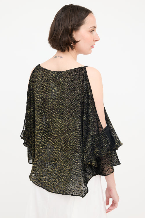 Nili Lotan Burnout Velvet Cold Shoulder Blouse