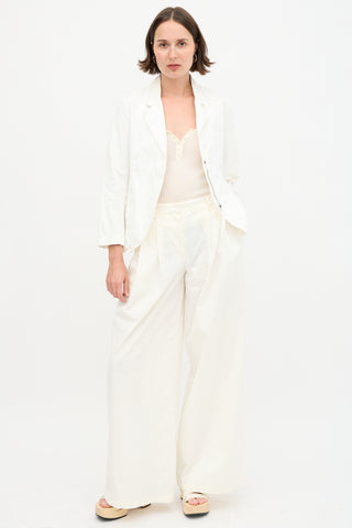 Nili Lotan Canvas Pleated Wide Leg Trouser