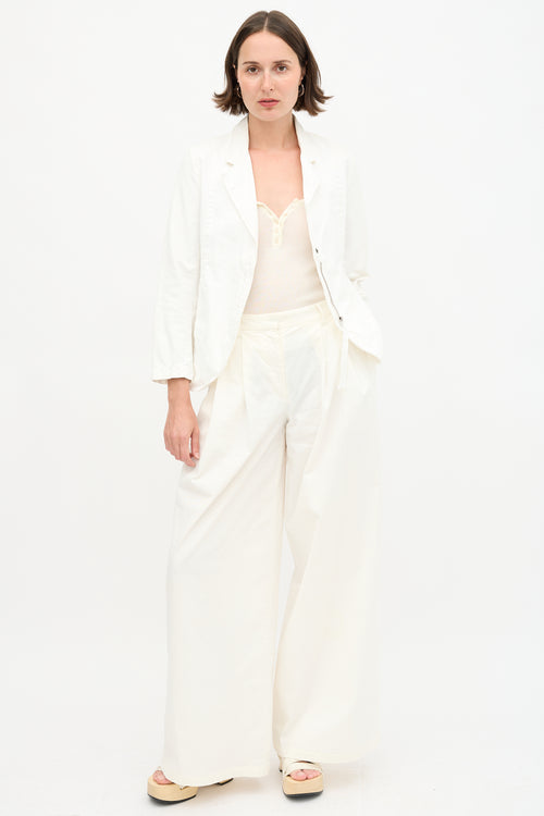 Nili Lotan Canvas Pleated Wide Leg Trouser