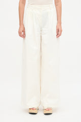 Nili Lotan Canvas Pleated Wide Leg Trouser