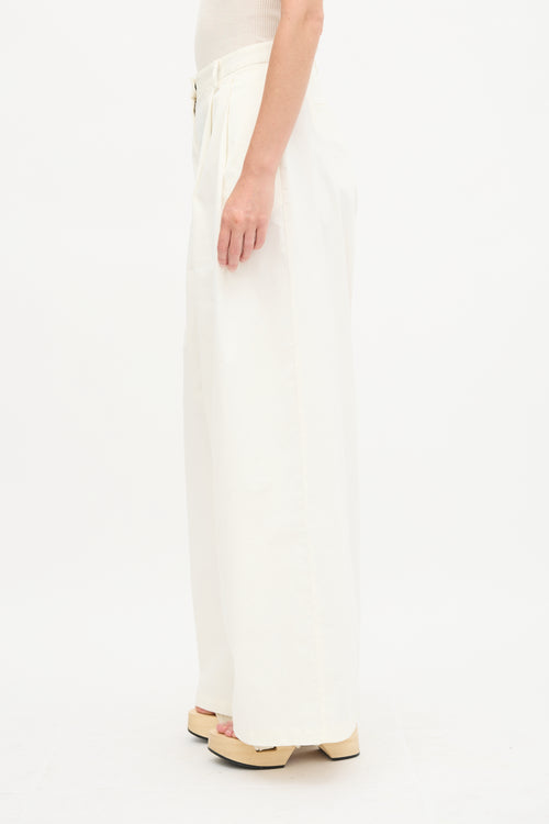 Nili Lotan Canvas Pleated Wide Leg Trouser
