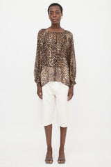 Nili Lotan Silk Sheer Printed Blouse