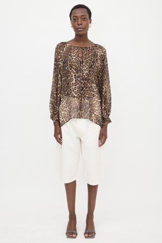 Nili Lotan Silk Sheer Printed Blouse