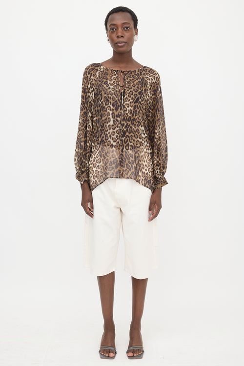 Nili Lotan Silk Sheer Printed Blouse