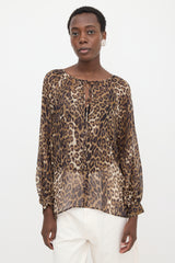 Nili Lotan Silk Sheer Printed Blouse