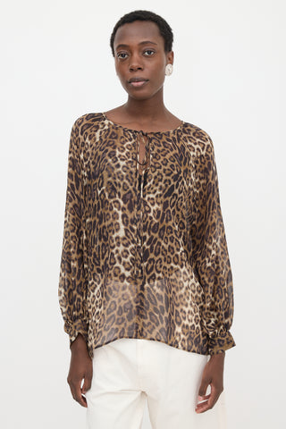 Nili Lotan Silk Sheer Printed Blouse