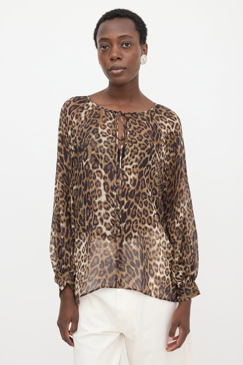 Nili Lotan Silk Sheer Printed Blouse