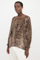 Nili Lotan Silk Sheer Printed Blouse