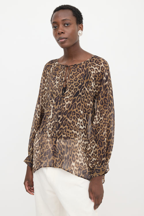 Nili Lotan Silk Sheer Printed Blouse