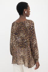 Nili Lotan Silk Sheer Printed Blouse