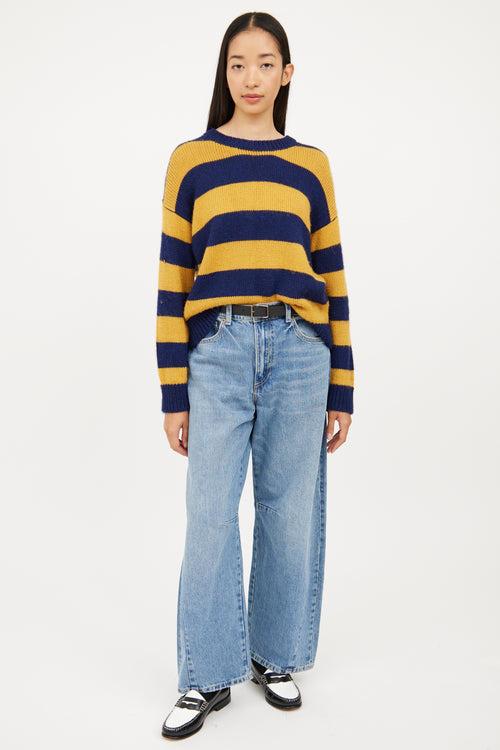 Nili Lotan Yellow & Blue Striped Sweater