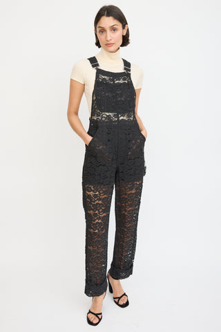 Nina Ricci Black Floral Lace Overall