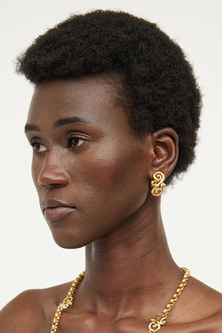 Nina Ricci Gold Tone Clip On Earrings