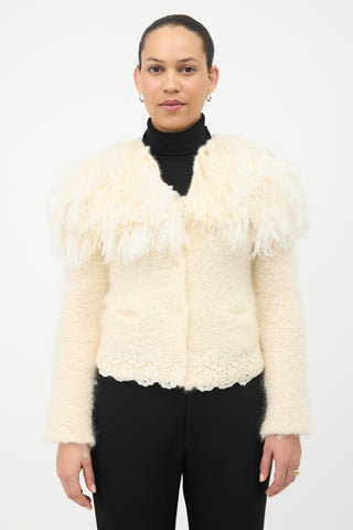 Nina Ricci Mohair & Wool Boucle Knit Cardigan