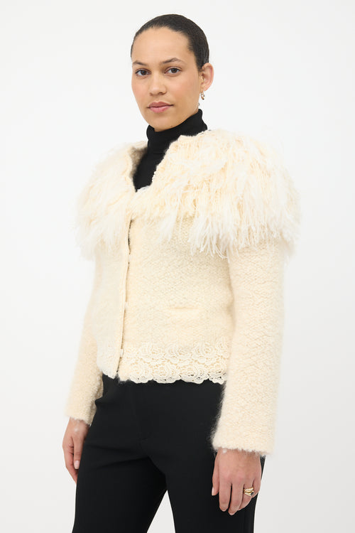 Nina Ricci Mohair & Wool Boucle Knit Cardigan