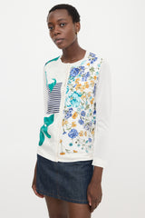 Nina Ricci Silk Knit & Satin Floral Cardigan