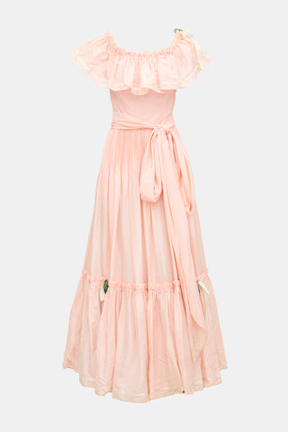 Nina Ricci Vintage Ruffled Off Shoulder Dress