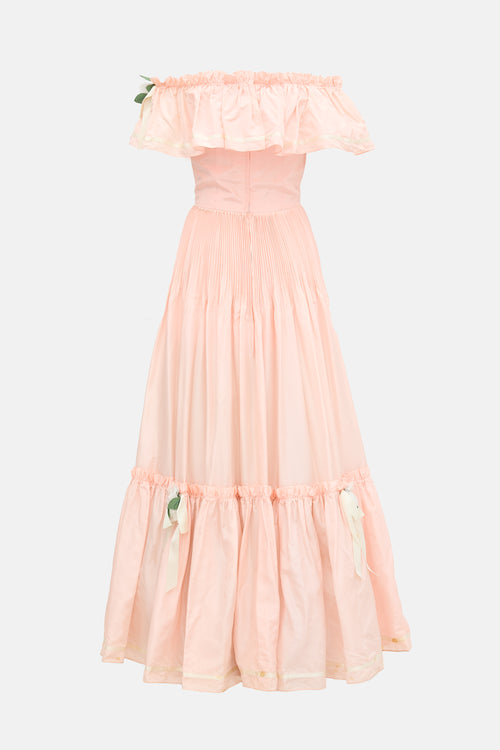 Nina Ricci Vintage Ruffled Off Shoulder Dress