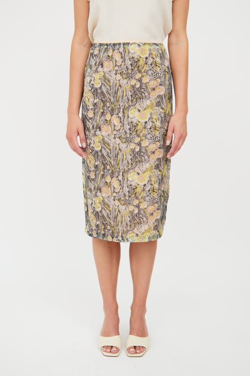 N°21 Beige & Floral Silk Skirt