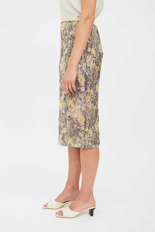 N°21 Beige & Floral Silk Skirt