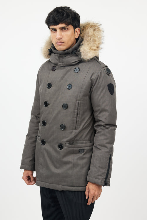 Nobis Green Double Breasted Down Jacket