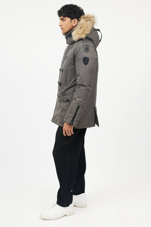 Nobis Green Double Breasted Down Jacket