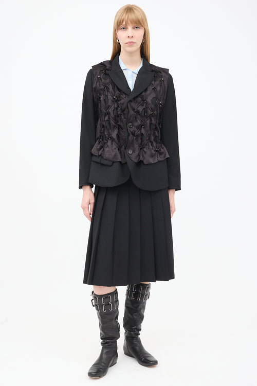 Noir Kei Ninomiya Black Lace Up Cutout Lattice Blazer