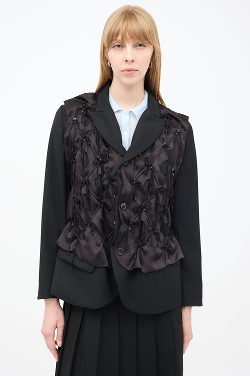 Noir Kei Ninomiya Black Lace Up Cutout Lattice Blazer