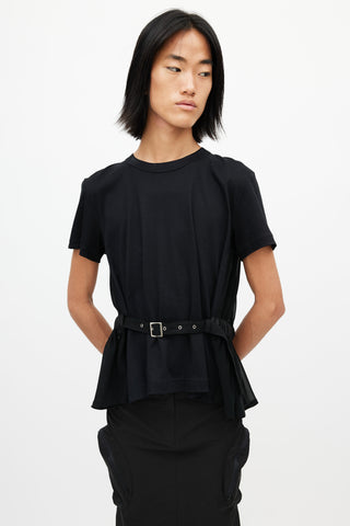 Noir Kei Ninomiya Black Sheer Belted T-Shirt