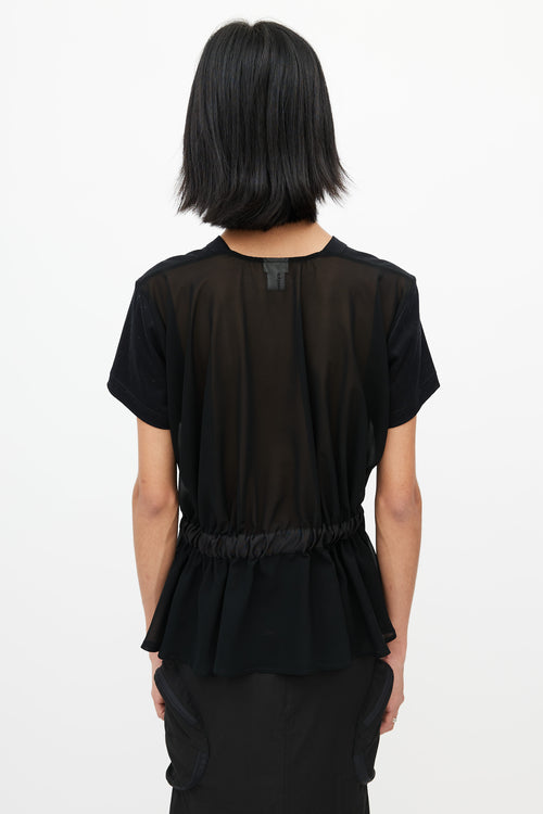 Noir Kei Ninomiya Black Sheer Belted T-Shirt