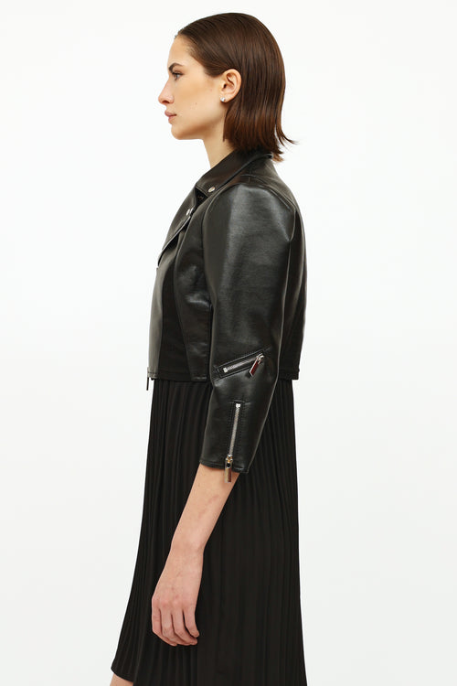 Noir Kei Ninomiya Black Cropped Faux Leather Jacket