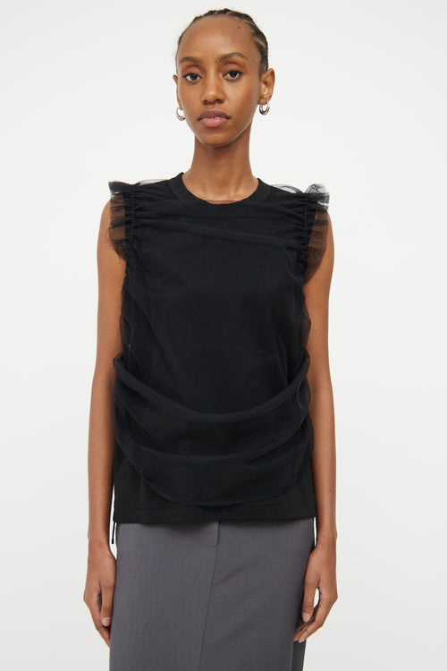 Noir Kei Ninomiya Black Layered Tulle Top